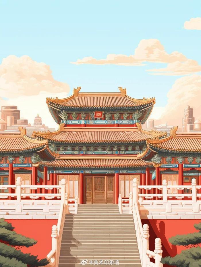 景福宫插画图片