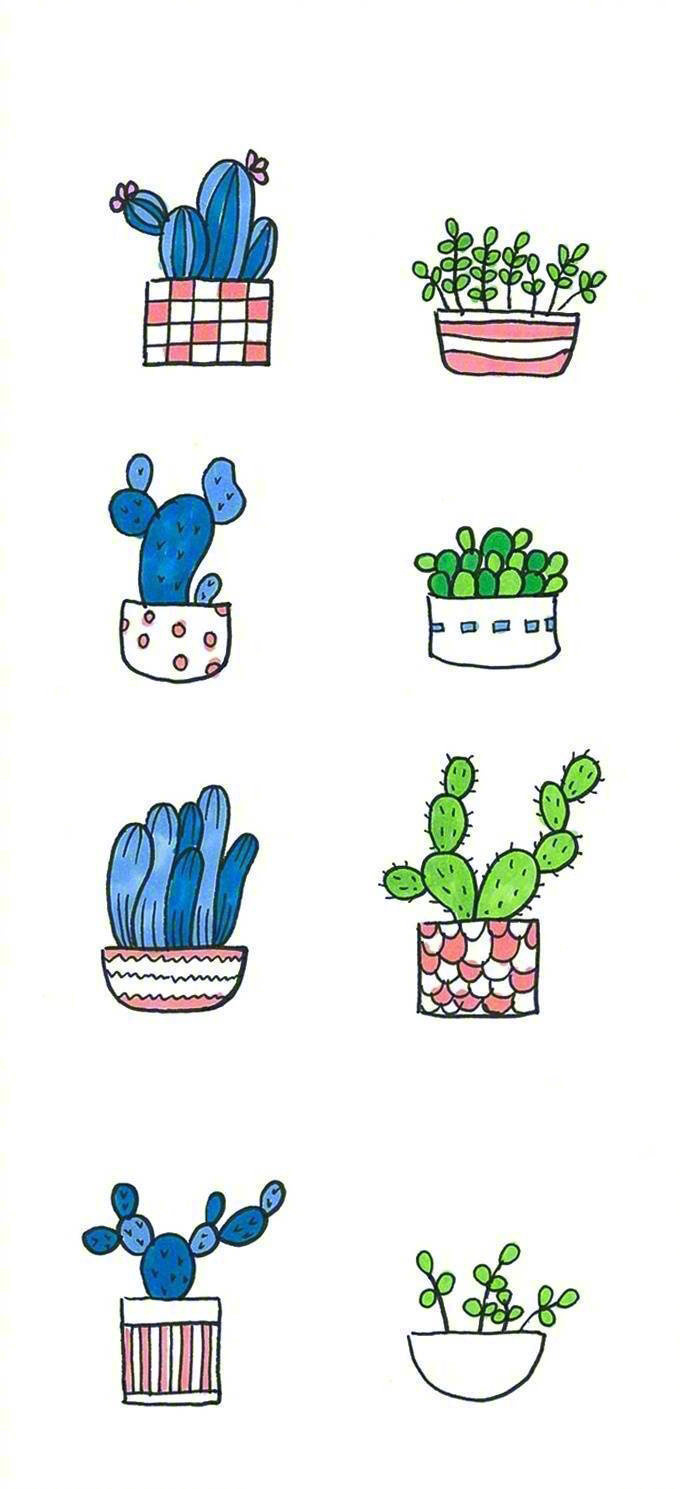 可可爱爱的小盆栽手账简笔画