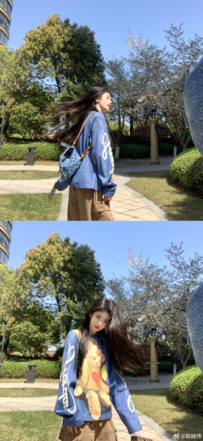 鞠婧祎今日份动态转头甩发的小鞠简直不要太美啊果然美女就是要怼脸拍