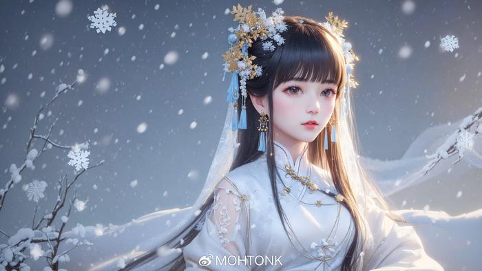 无题雪天美少女古风ai绘画图集动漫卡通二次元手机电脑高清壁纸cg