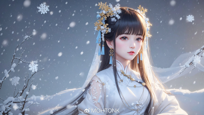 无题雪天美少女古风ai绘画图集动漫卡通二次元手机电脑