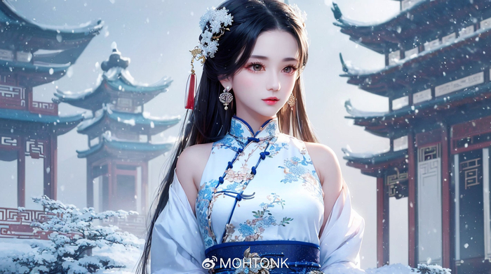 无题雪天美少女古风ai绘画图集动漫卡通二次元手机电脑高清壁纸cg