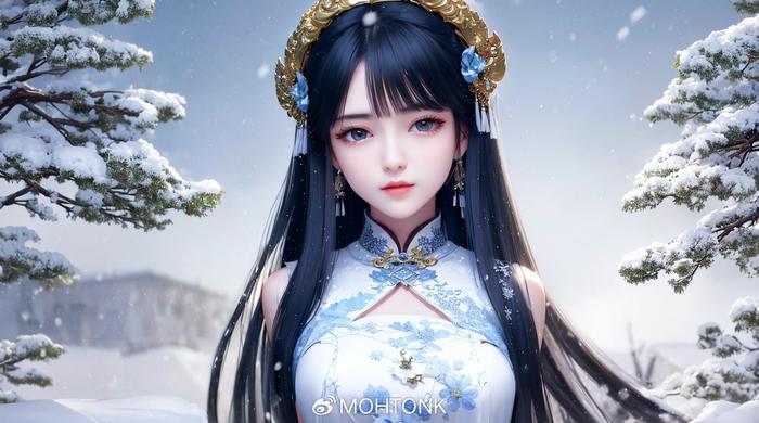 无题雪天美少女古风ai绘画图集动漫卡通二次元手机电脑高清壁纸cg