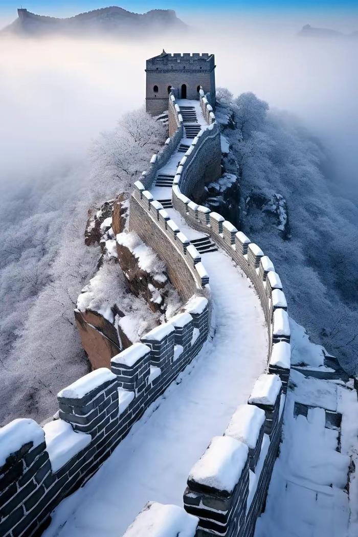 长城雪景图片大全唯美图片