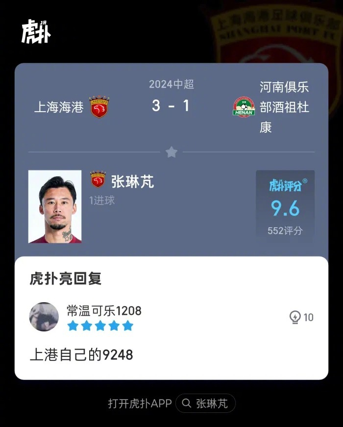 海港31河南队来看看虎扑球迷对本场比赛的犀利评分