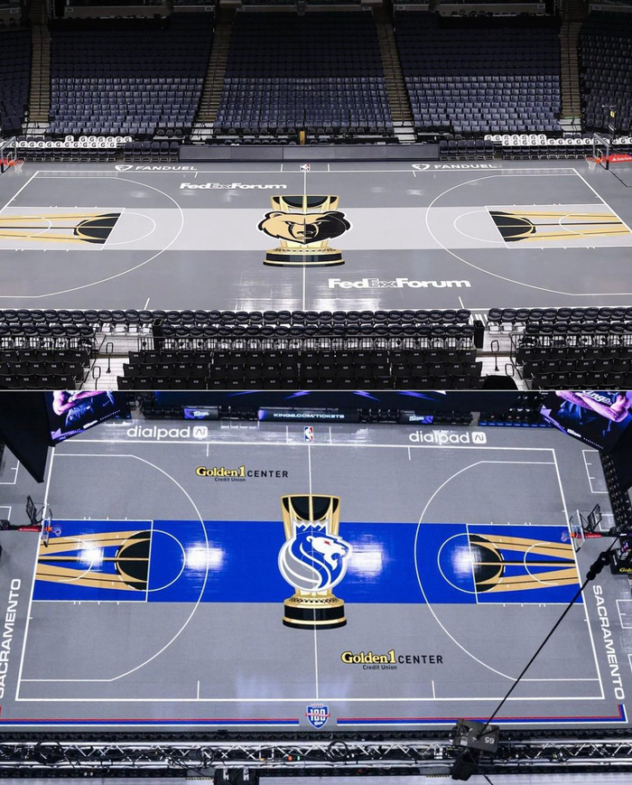 季中锦标赛的地板,还是挺有创意的,可以给球员一些额外的动力