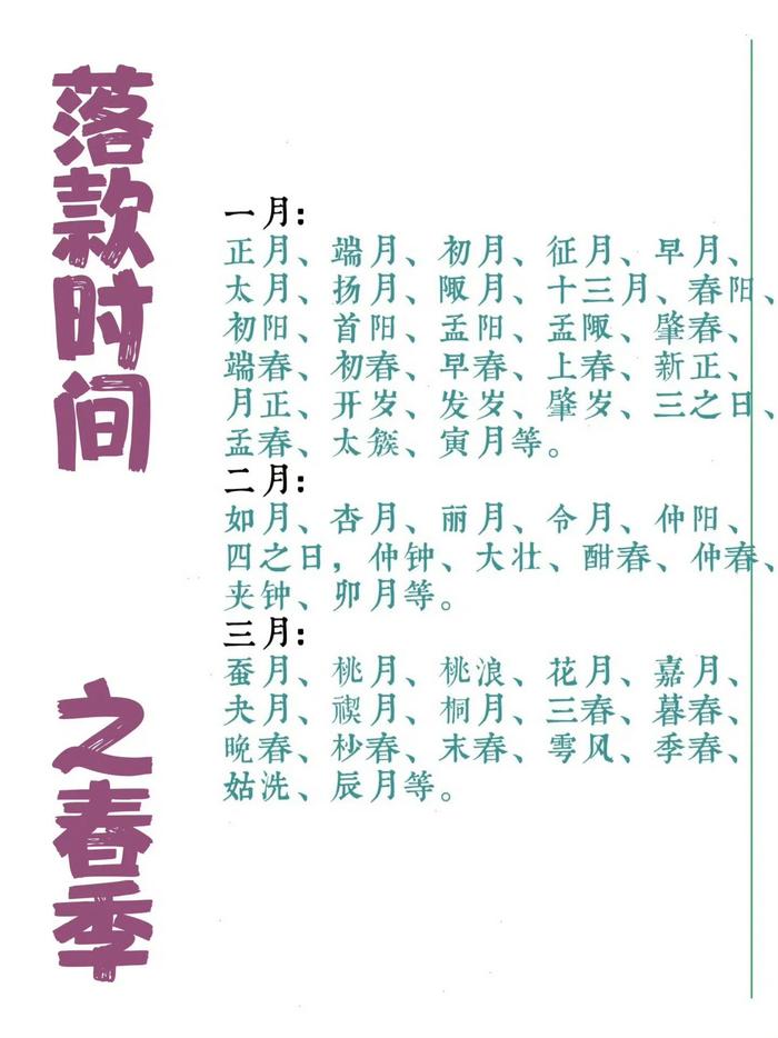 书法落款时间表