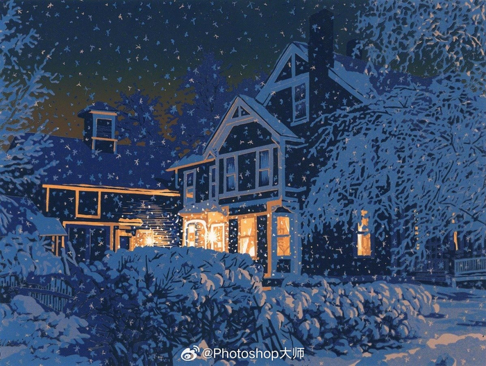 艺术家william h. hays笔下的超美雪夜