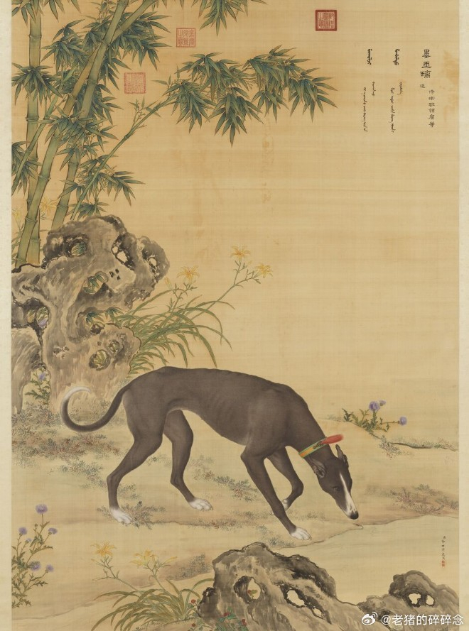 十骏犬-墨玉螭轴 郎世宁.台北故宫博物院
