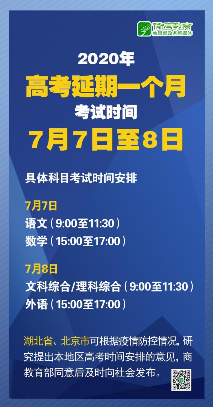 2020年高考延期举行，教育部高招工作六点要求来了！还有这些热点问答值得关注