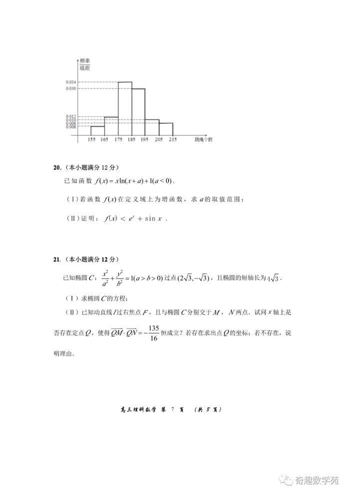 20200330全国卷第三次大联考试卷及详答+2020年陕西省二模数学试题及详解