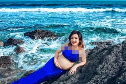 六个月孕妇在礁石上拍婚纱照，看到成片后，网友纷纷指责