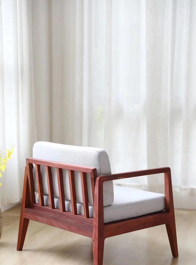 新中式单人休闲椅，血檀硬木家具
