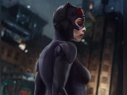 艺术家自制,dc《蝙蝠侠》电影中,猫女与蝙蝠侠以及戈登的合照