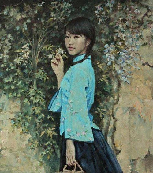 著名写实油画家刘建中人体油画中的美女