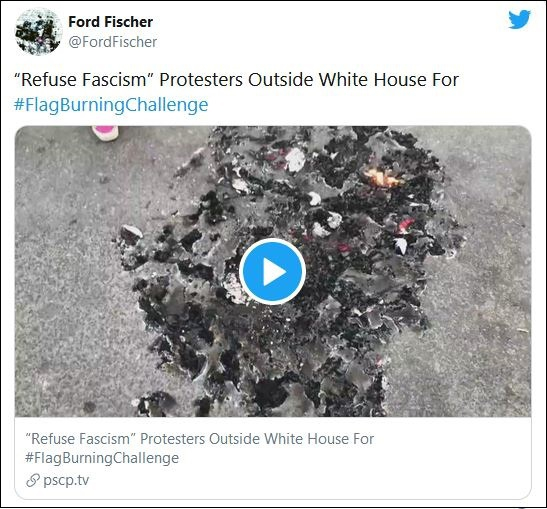 化为灰烬的美国国旗 推特图