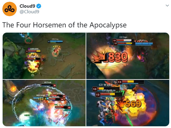C9调侃G2：天启四骑士。