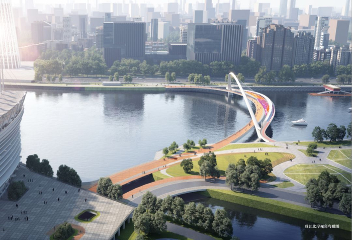 人行景观桥效果图。