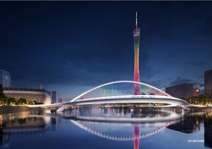 人行景观桥效果图。