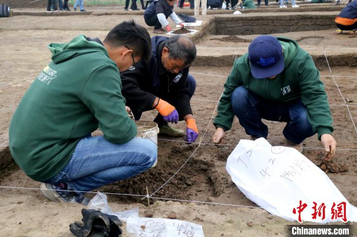 考古人员正在凤凰咀遗址考古发掘 崔海晗 摄