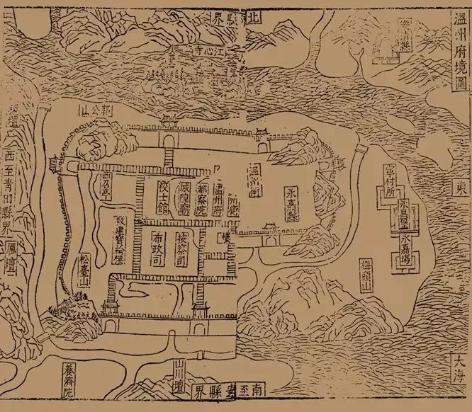 古代温州城地图。温州市委宣传部供图。