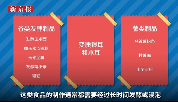▲容易繁殖椰毒假单细胞菌的食品。图源新京报动新闻