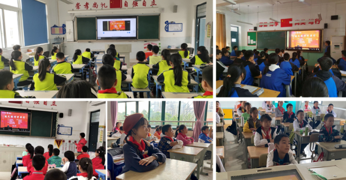 ▲孩子们在教室认真聆听戚院士讲座