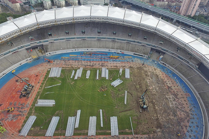 改造中的上海体育场。图片来源：视觉中国