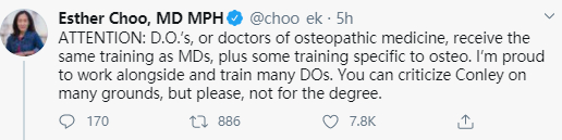  （图为了解美国“整骨医学”体系的网民在纠正其他网民误将这种正规的医生群体当成野鸡医生的认知）