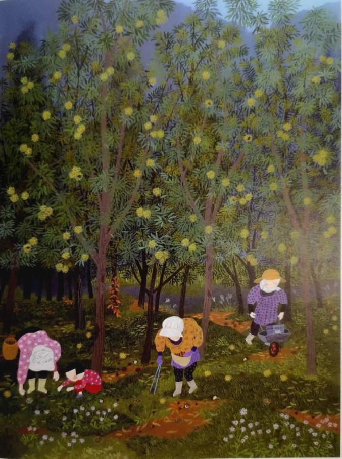 経典 原田泰治 香り残す田舎道 （観光情報サイト「みちしるべ 絵画 絵画