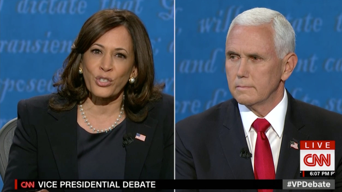 ▲美国副总统辩论现场。/CNN直播截图