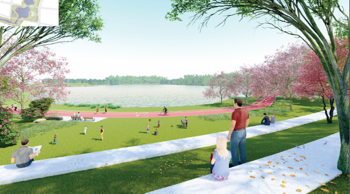 楞塘上湖草坪效果图 