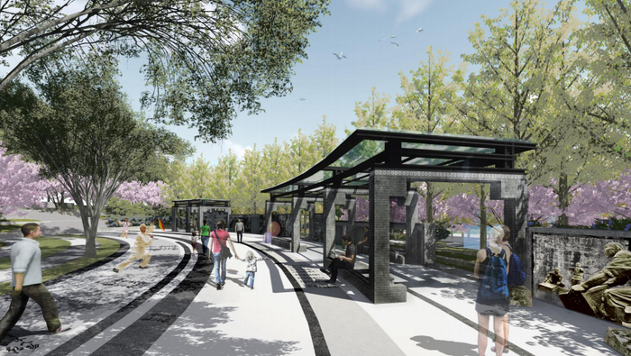 合丰垸浏阳河风光带内东山广场效果图。