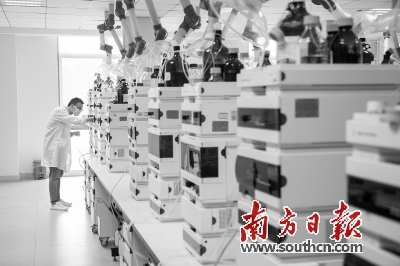 东莞东阳光药物研发室，研发人员正在进行药物试验。记者 孙俊杰 摄