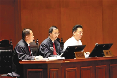 濮阳市市长杨青玖作为濮阳市政府法人坐上了原告席。 图/濮阳中院官方微信公众号