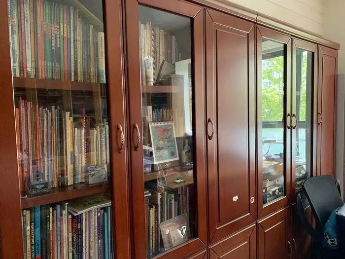 刘静多年囤下来的书。受访者供图