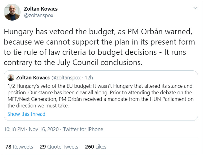 佐尔坦·科瓦奇推特截图