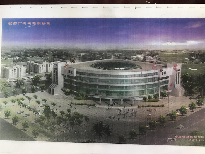 庄园广场5层楼方案的设计效果图。