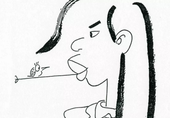 ▲蔡志忠在《漫画蔡志忠——蔡志忠半生传奇》封面上的自画像（局部）。