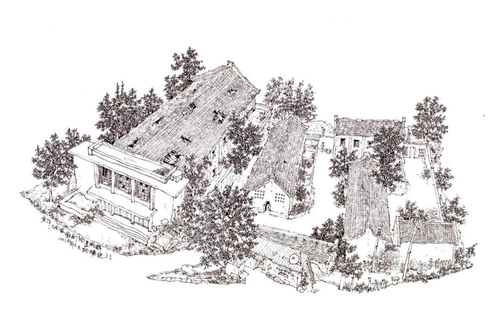 建于1970年代的大南坡礼堂      手绘：李国胜