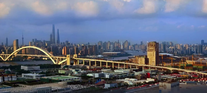 卢浦大桥与世博园区（杨焕敏摄）