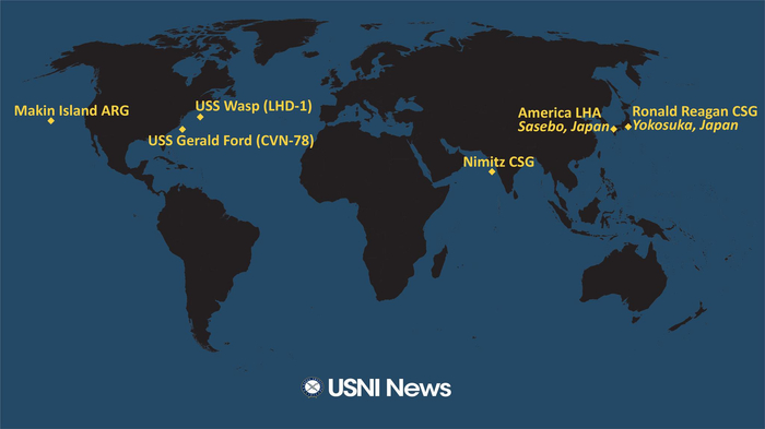 美国海军也是“史无前例”，将几乎所有兵力调拨到了印太水域 图源：USNI