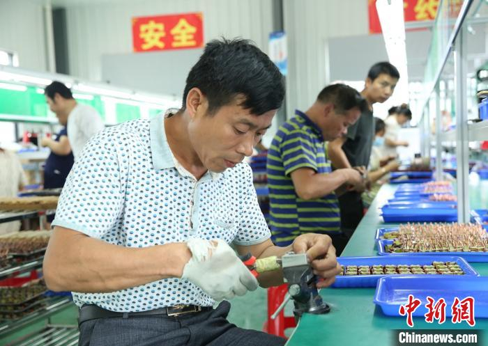 桃源县西安镇扶贫车间主要生产电子元件。桃源县委宣传部供图