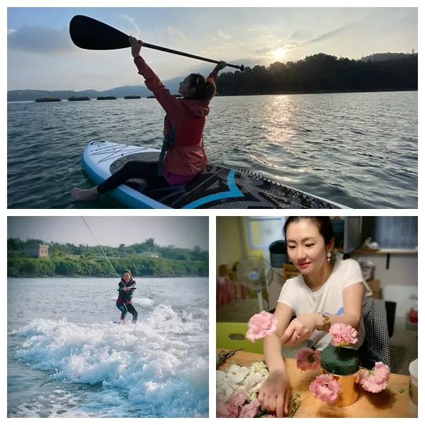 ▲滑水、皮划艇、插花……这几年，任家萱尝试了很多人生中的第一次。