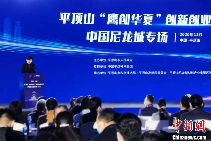     图为平顶山“鹰创华夏”创新创业大赛“中国尼龙城”专场暨尼龙产业高峰论坛现场。　李明明　摄