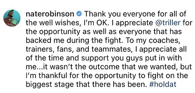 罗宾逊赛后感谢支持者