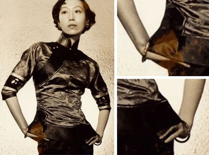 ▲张爱玲经典照，手戴藤镯。