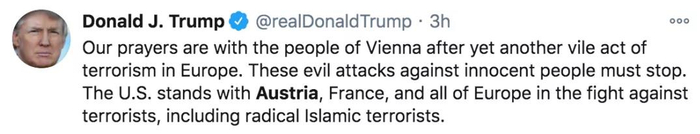 特朗普推特截图。