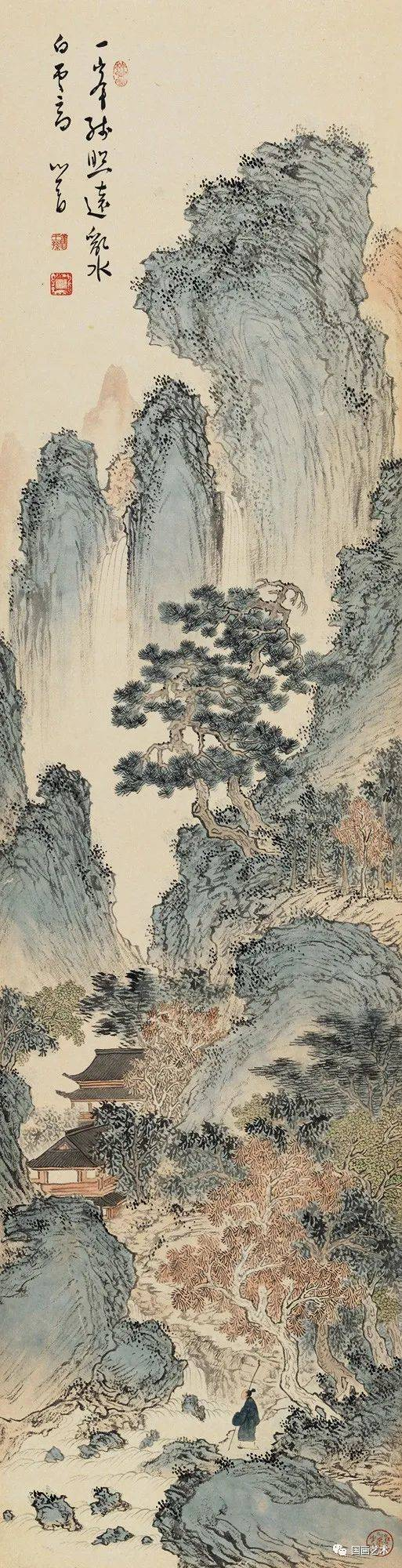 名家笔下的策杖高士:竹杖芒鞋轻胜马,一蓑烟雨任平生|张大千|黄君璧|秋山策杖|溥儒|陈少梅_新浪新闻