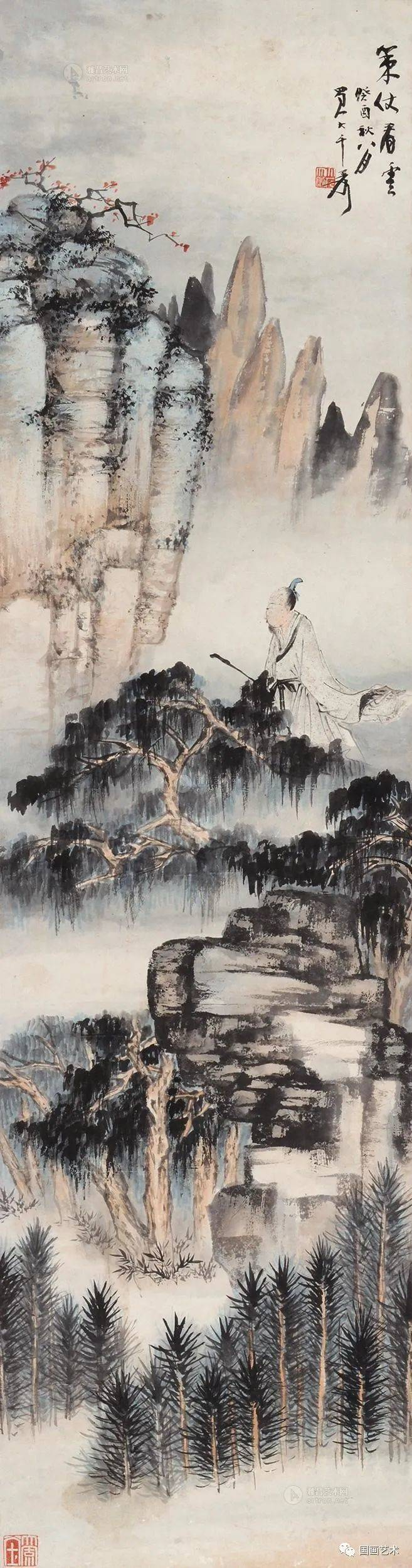 名家笔下的策杖高士:竹杖芒鞋轻胜马,一蓑烟雨任平生|张大千|黄君璧|秋山策杖|溥儒|陈少梅_新浪新闻